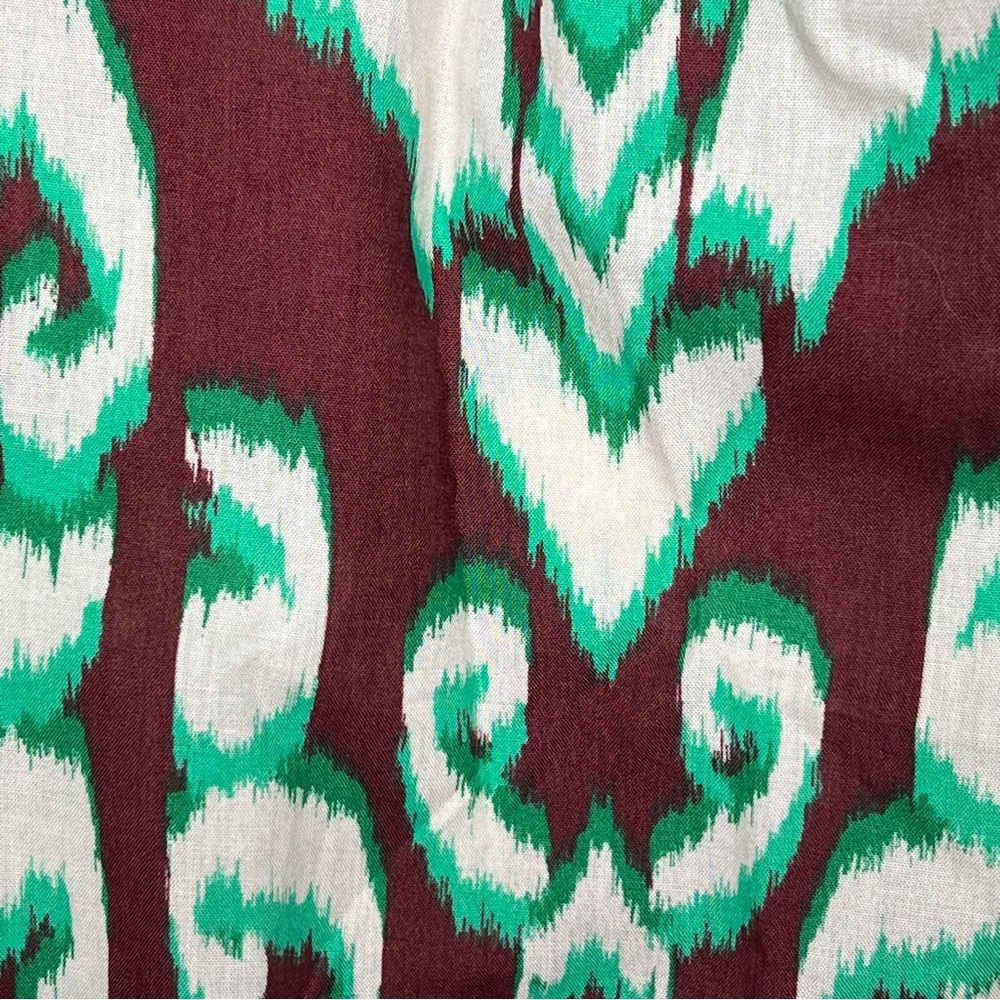 New Zara Selena Cotton Tropical Wide Flare Pant Midrise Green Brown Boho Large - Picture 5 of 10